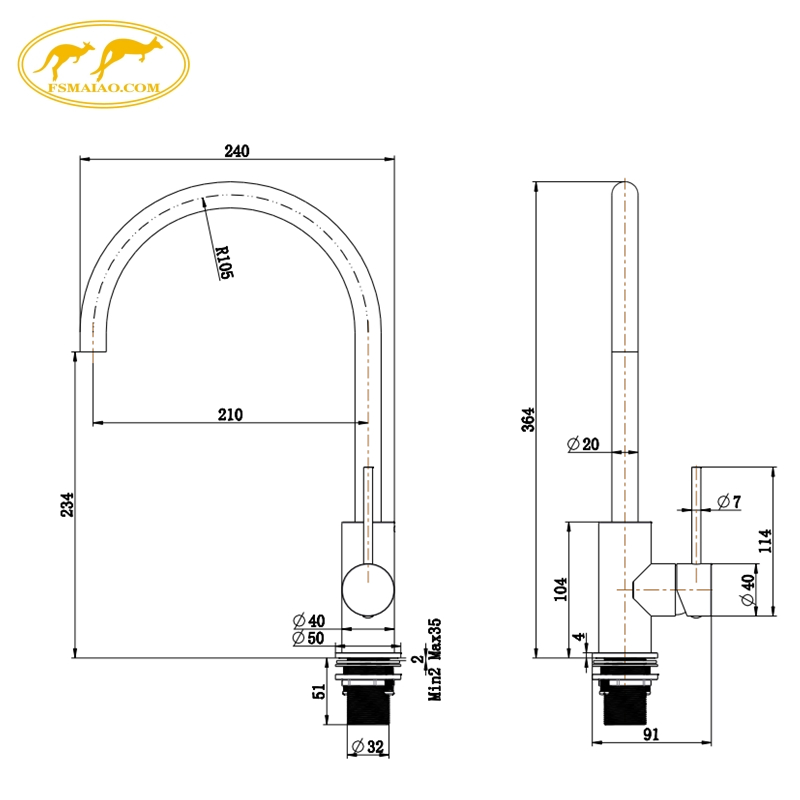 Watermark and Wels Ceramic Spool Standard SS304 Construction Sink Kitchen Mixer