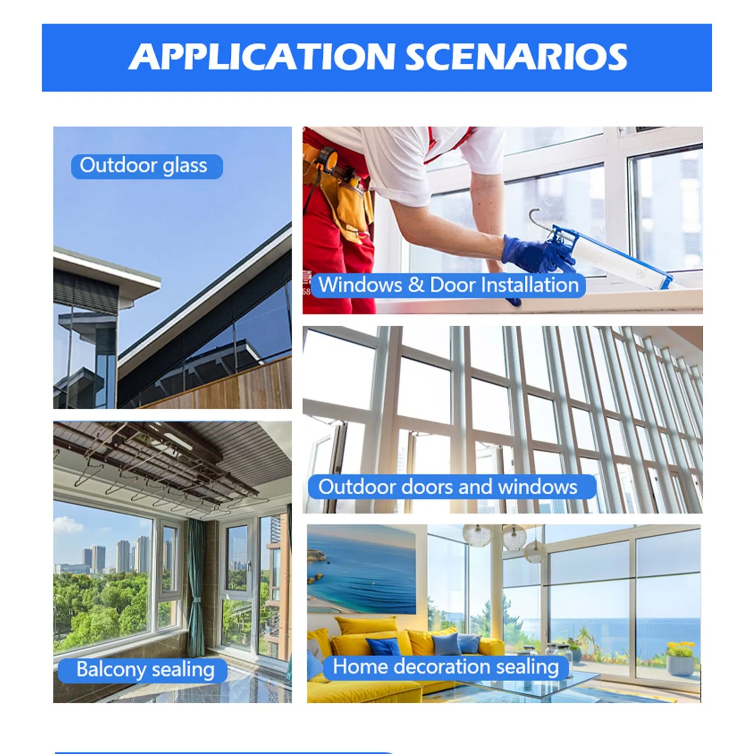 High-Grade Silicone Sealant for Sealing Windows and Doors on Interior and Exterior Walls with Excellent Water Resistance and Flexibility