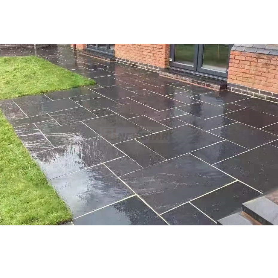 Natural Black Slate Roof Tiles Wholesale Price Landscape Stone Slate Tiles Stone Veneer Panels Outdoor Wall Natural Cut Finish Slate