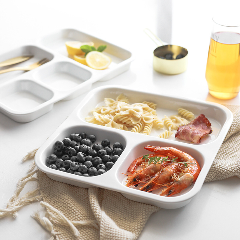 Adult Student Compartmentalized Dinner Breakfast One Person Food Ceramic Plates