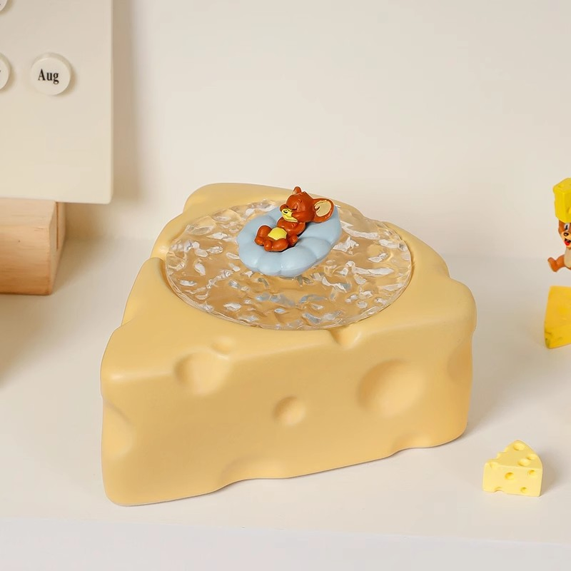 Cheese Ashtray Cute Creative Cartoon DAB Tool Anti-Flying Ashtray with Lid Mini Home Smoking Accessories