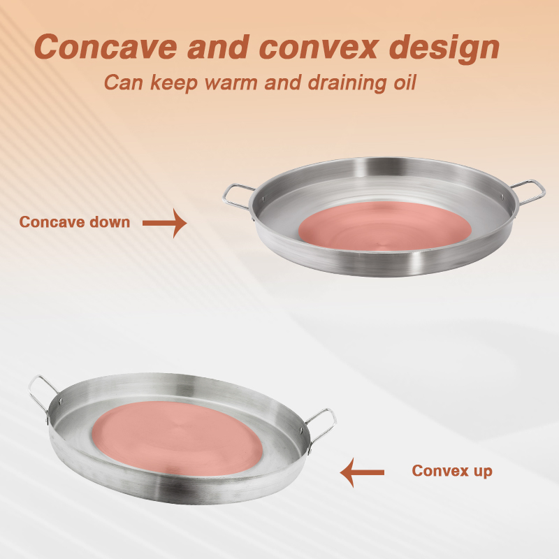 Daosheng Mexican Style Stainless Steel Restaurant Non Stick Concave Paella Pan Convex Frying Pan