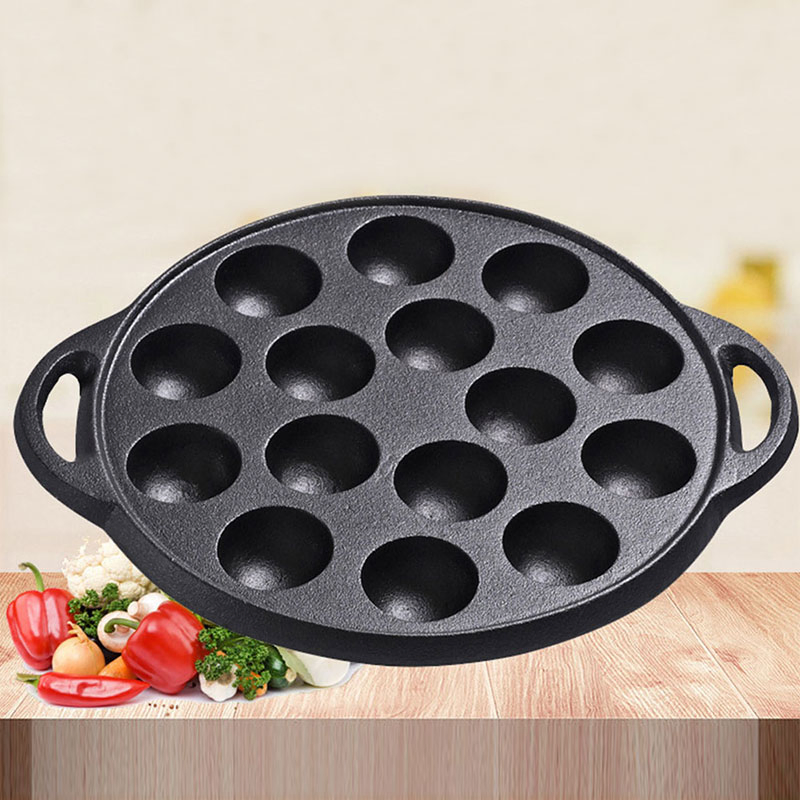 Factory Direct Hot Sale Stuffed Pancake Grill Pan with 19 Holes Heavy Duty Non-Stick Cast Iron Pancake Pan