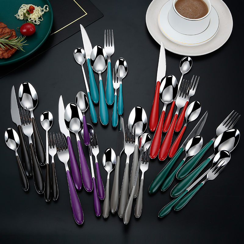 Colored Silverware Knife and Fork Spoon Stainless Steel Cutlery Set