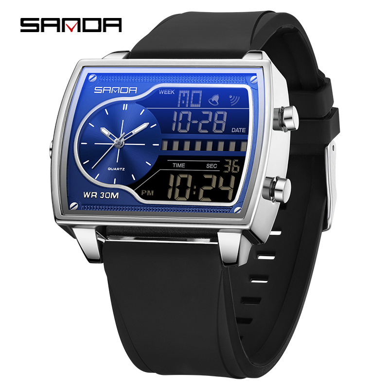 Square Cool Men's Watch Waterproof Luminous Multifunctional Commuter Electronic Wristwatch