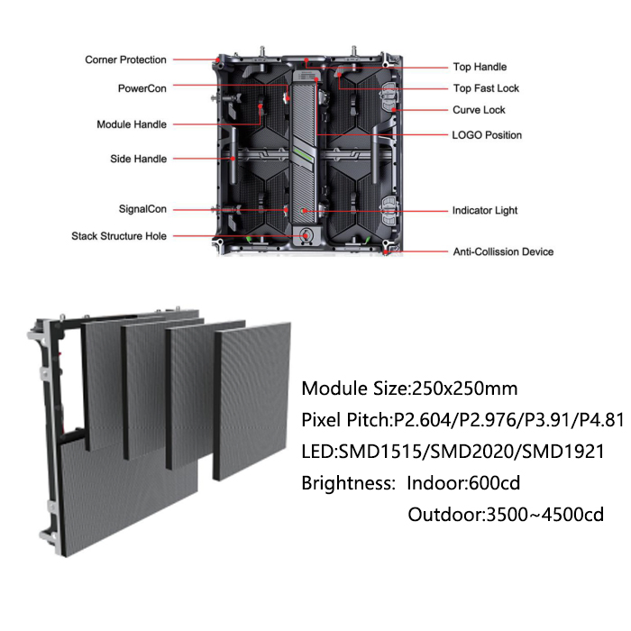 P3.91 500X500mm LED Screen Outdoor Waterproof LED Display Screen Rental Stage Screen