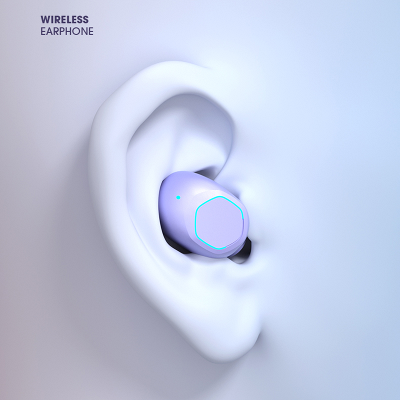 Беспроводные наушники M21 TWS Bluetooth 5.2, фиолетовые