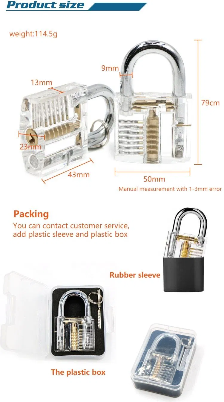 24 PCS Removing Hooks Training Skill One Transparent Practice Padlock Lock Pick Set