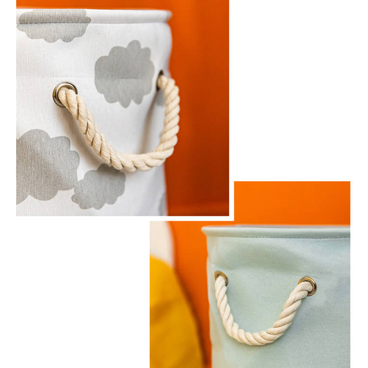 Canvas Cute Animal Pattern Round Toy Storage and Laundry Basket