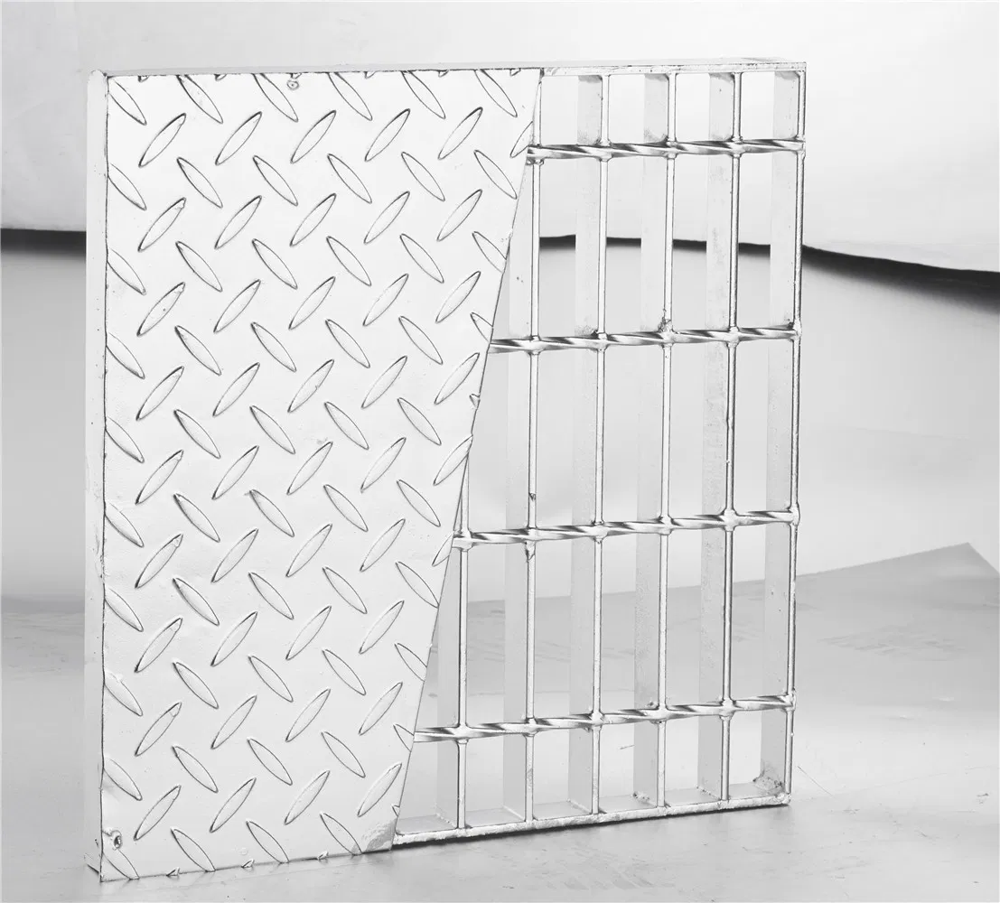 Galvanized Compound Steel Grating Panel Witg Checkered Plate on Top