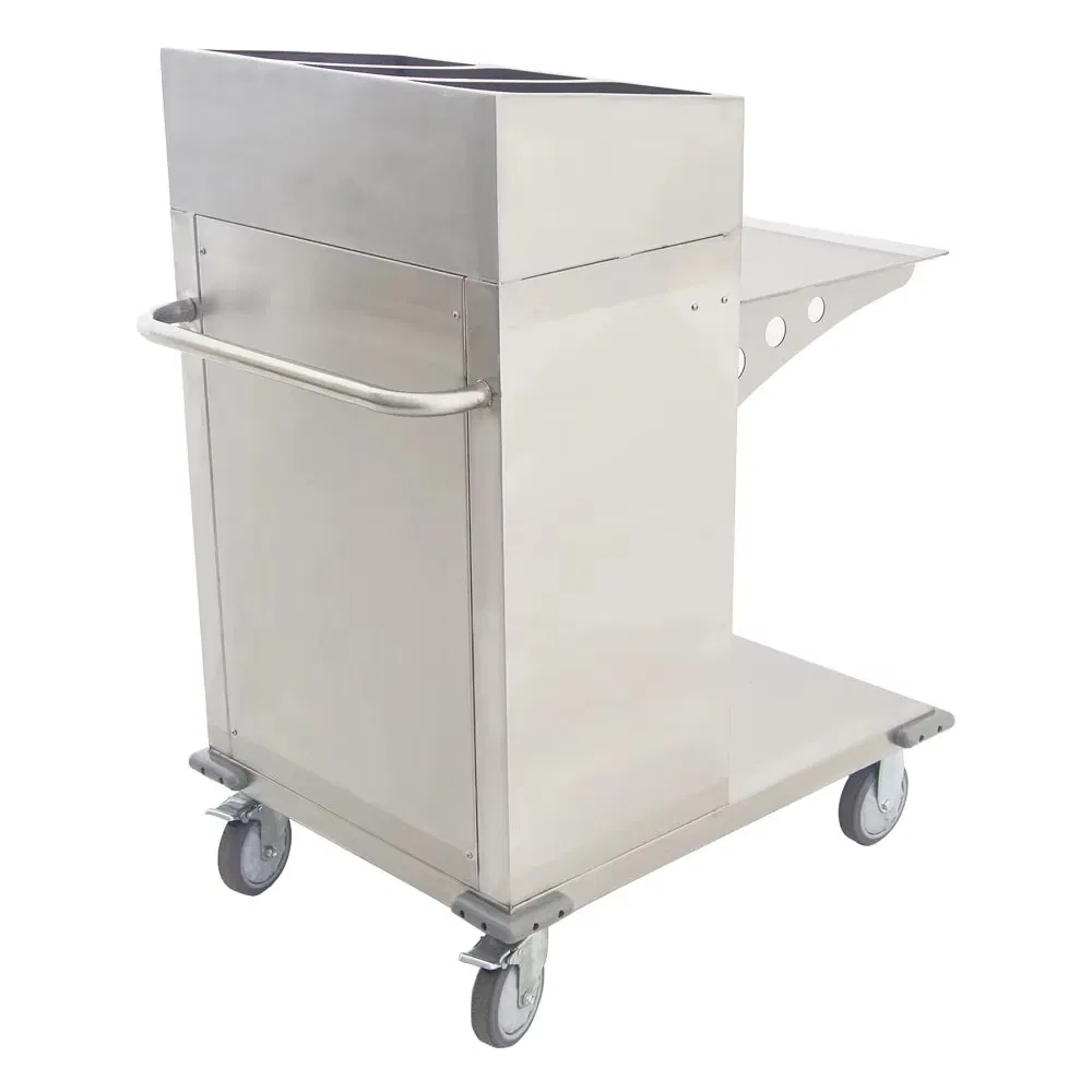 Heavy-Duty Stainless Steel Plate & Gn Pan Cart Commercial Polished Finish Plate Cart Stacking Delivery Cart for Hotel Restaurant Kitchen
