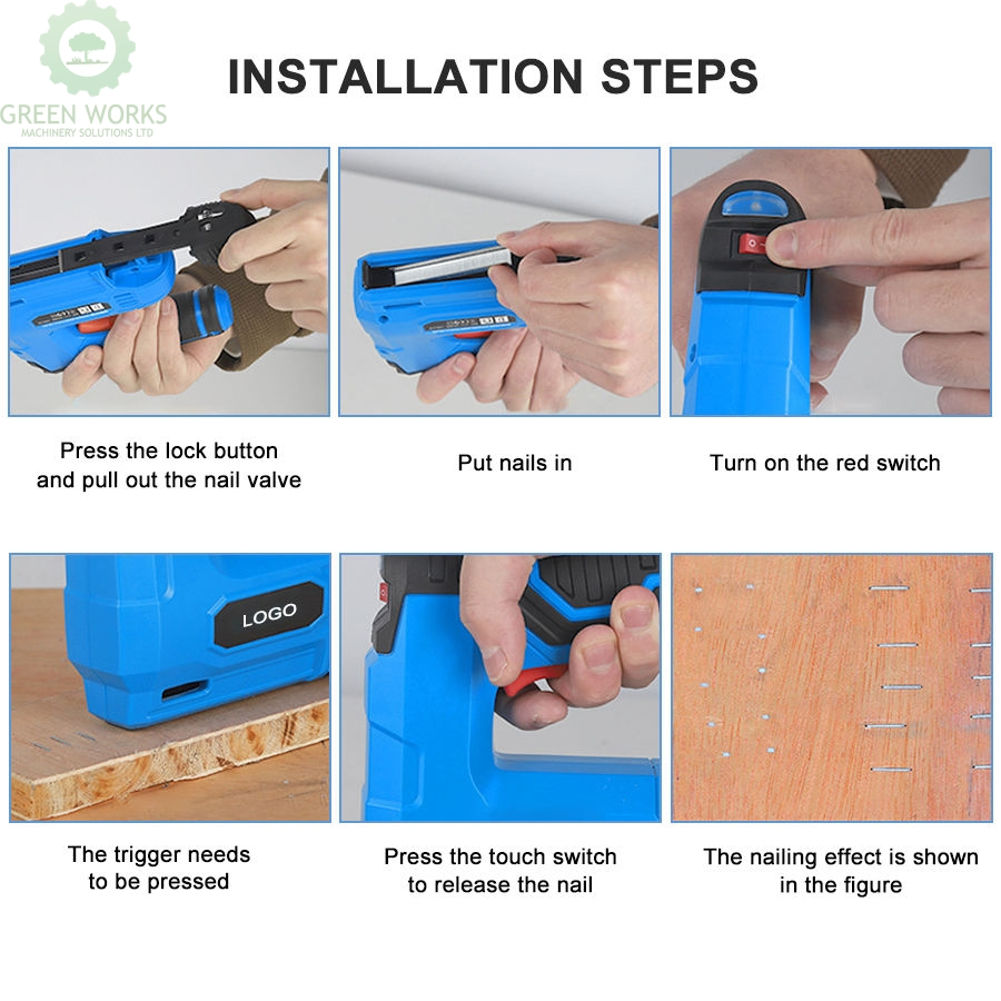 2 in 1 Cordless Home Stapler Battery Powered Nail Gun Electric Staple Gun for Wood