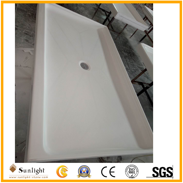 30''x60''x1.5'' Cultured Marble Ada Shower Pan for Hotels/Apartments Cut-to-Size Roll-in Shower Pan for USA
