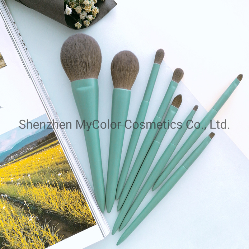 Hot Selling 8PCS Cosmetics Makeup Brush Set Blue Foundation High Gloss Eye Shadow Makeup Brush All in One