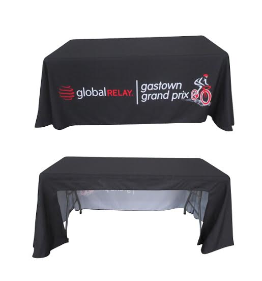 Custom 300d Polyester Anti Wrinkle 6FT Table Cloths with Open Back