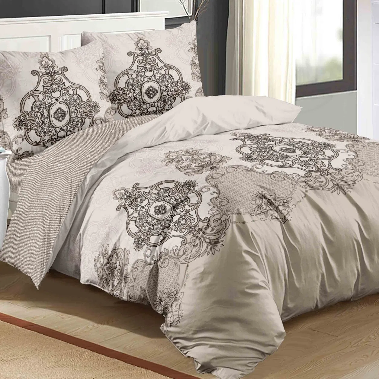 Classic Patterns Printed 90GSM Microfiber Deep Pocket 4 Pieces Bed Fitted Sheet Set