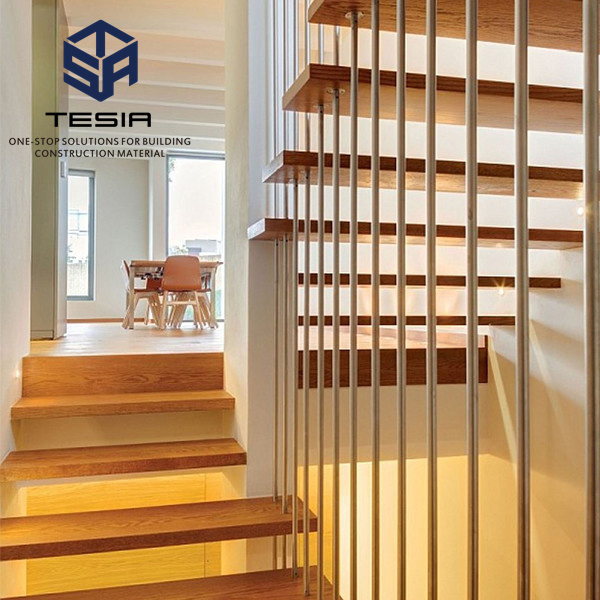 Made in China Factory Price Customize Safe LED Staircase Timber Step Design Floating Stair