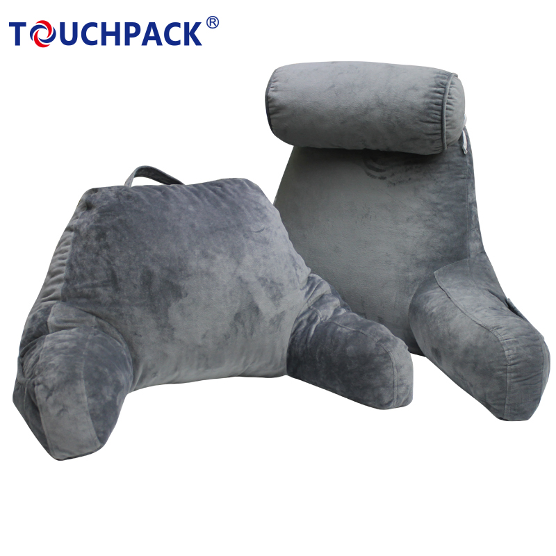 Custom Extra Large Comfort Shredded Memory Foam Back Lumbar Bed Rest Pillow with Arm