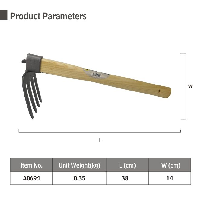 Simple Convenient Operation Garden Lawn Wood Handle Garden Rake Mini Steel Rake