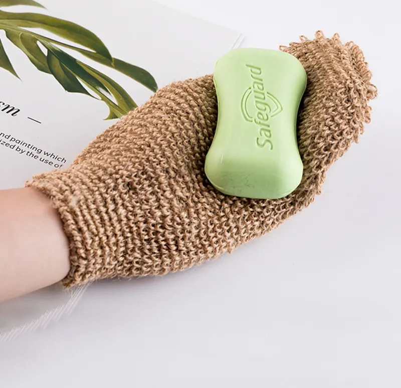 Eco Friendly Natural Hemp Exfoliating Bath Mitt Glove Sponge and Scrubbing Hemp Glove for Body Scrubber Bath Shower Gloves Mitt