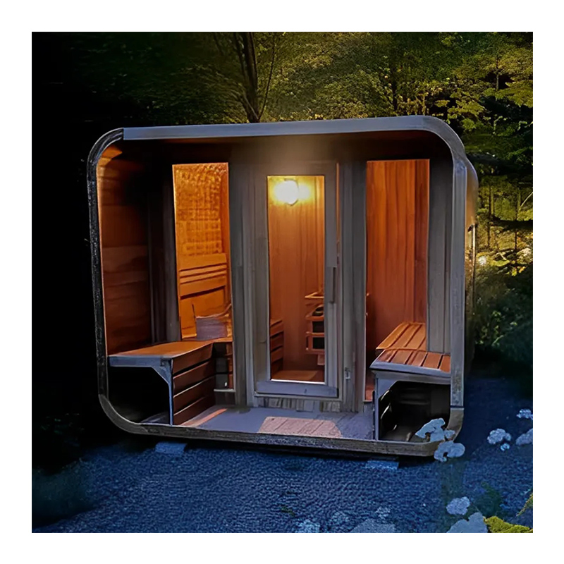 Traditional Outdoor 5 Person Combined Garden Sauna Square Wooden Sauna and Steam Room