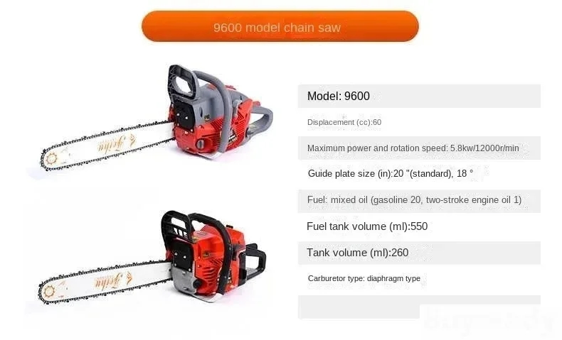 3kw 58cc Hc Chain Saw Logging Saw High Power Household Portable