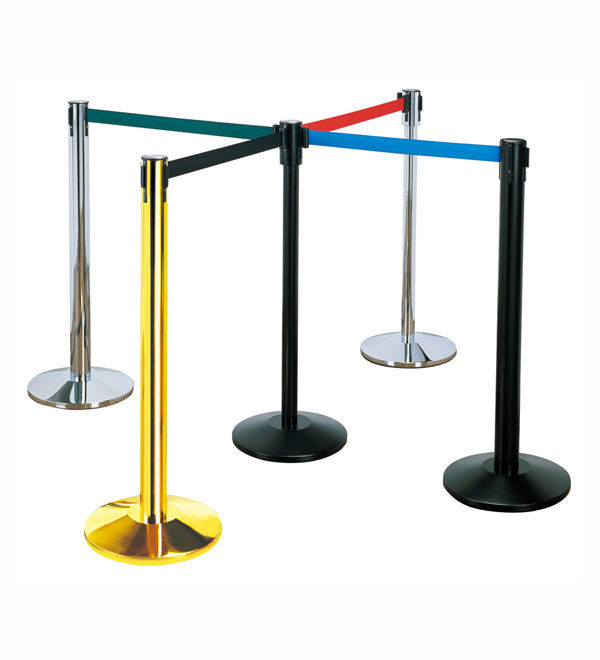 Stanchion Queue Barrier Wall Mount Crowd Control Retractable 2m Gold