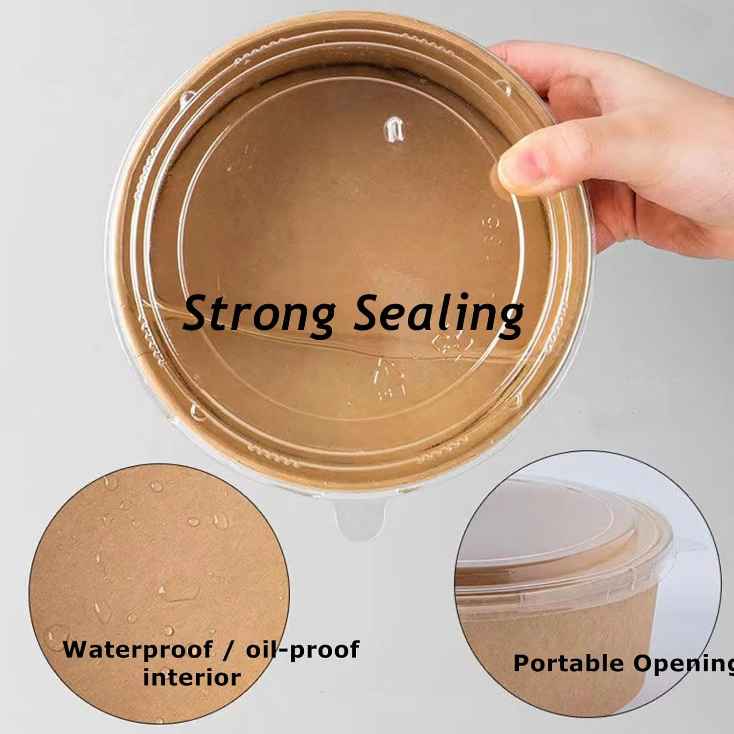 500ml 750ml 1000ml 1500ml Food Packaging Containers Disposable Soup Kraft Paper Bowls for Catering