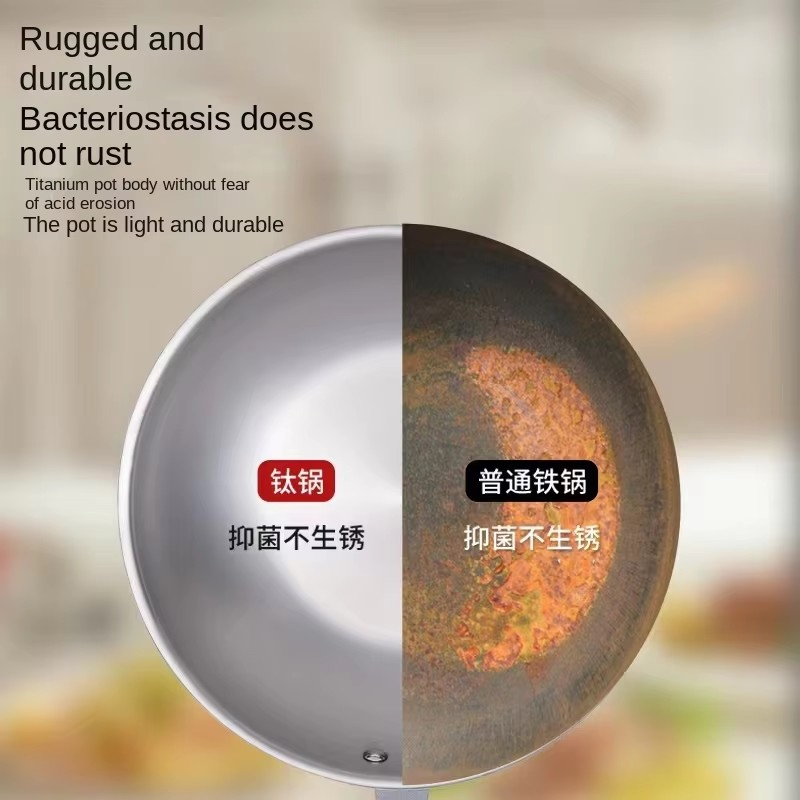 Титановая сковорода-вок без покрытия, 30 см