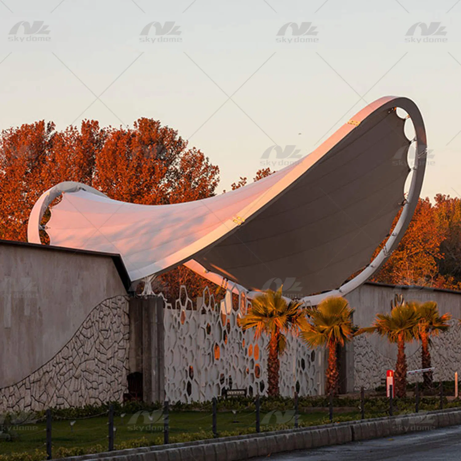 Outdoor Tensile Membrane Steel Structure for Landscape Shed