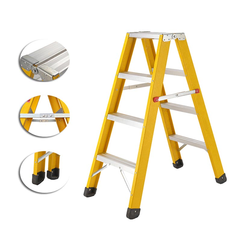 Multi Purpose Working Folding Fiberglass Ladder for Electrician Heavy Duty Fiberglass Combination Double Side a Frame Ladder