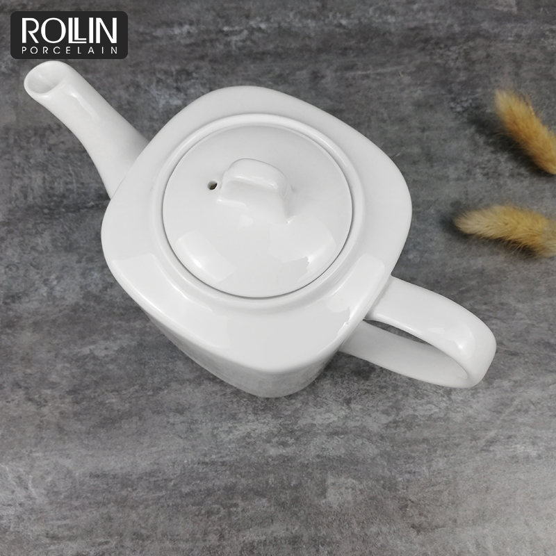 Square Shape Tea Pot Ceramic Pot for Restaurant