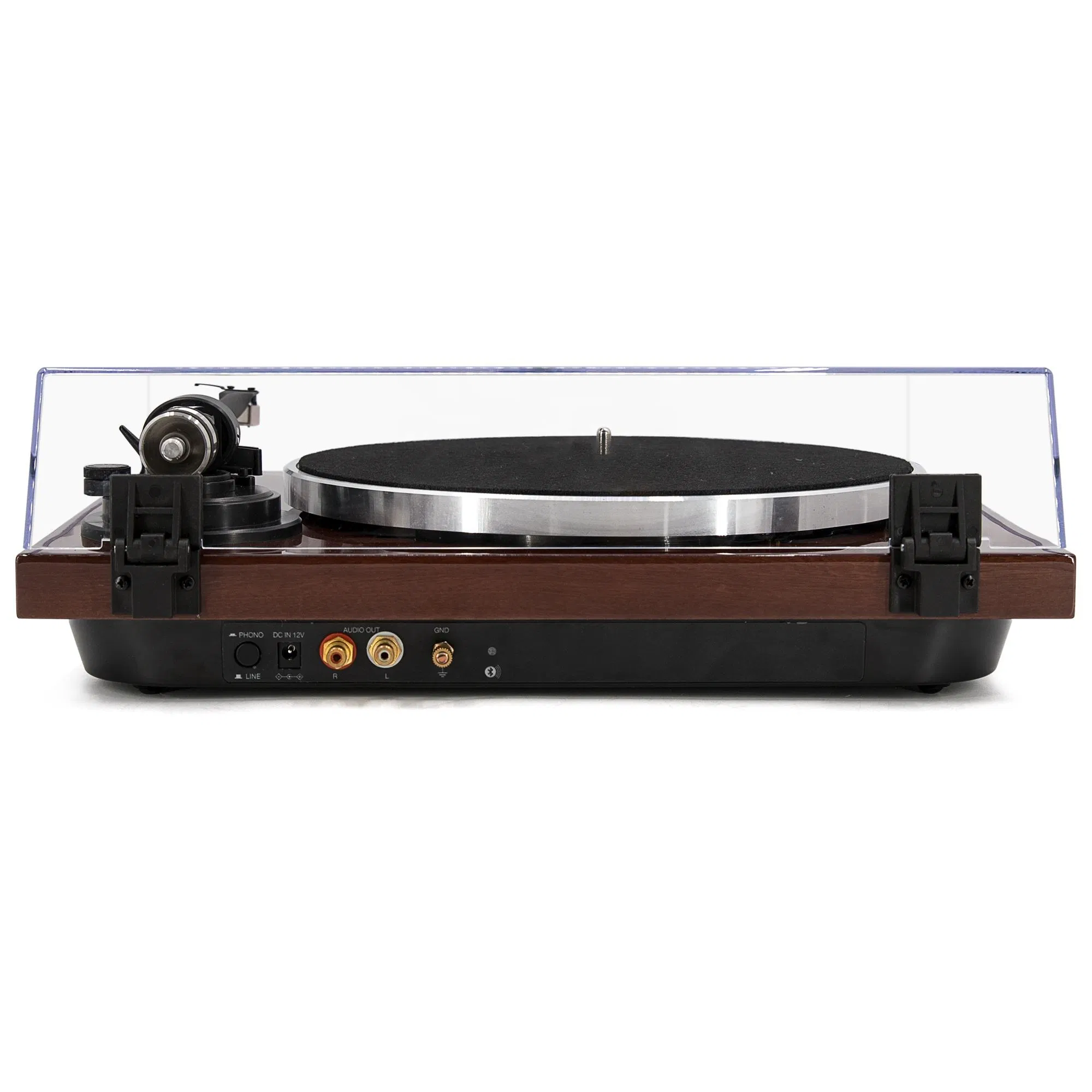 Винтажный проигрыватель винила с металлическим тонармом и Bluetooth