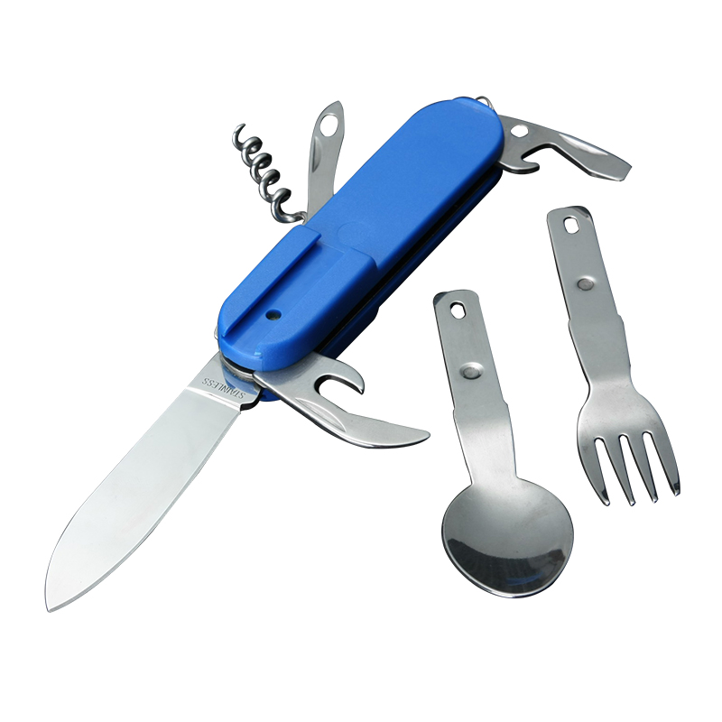 Portable Stainless Steel Camping Cutlery Knife Set Pocket Multi Functional Utensils
