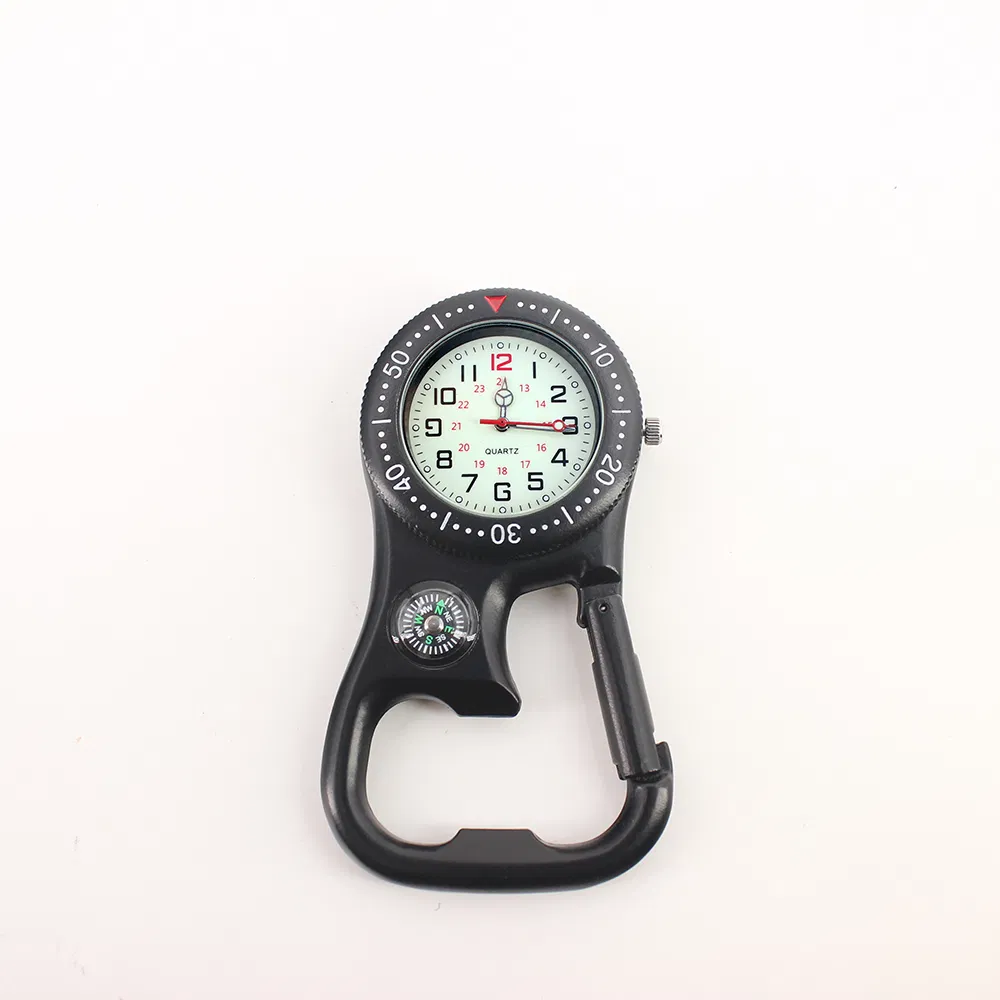 Grow in The Dark Alloy Medical Carabiner Clip Hanging Watch with Compass