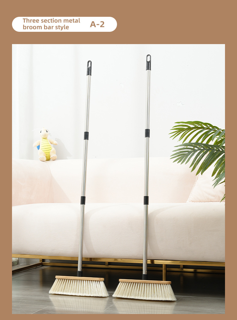 Eco-Friendly Bamboo Broom with Multi-Section Stainless Steel Handle