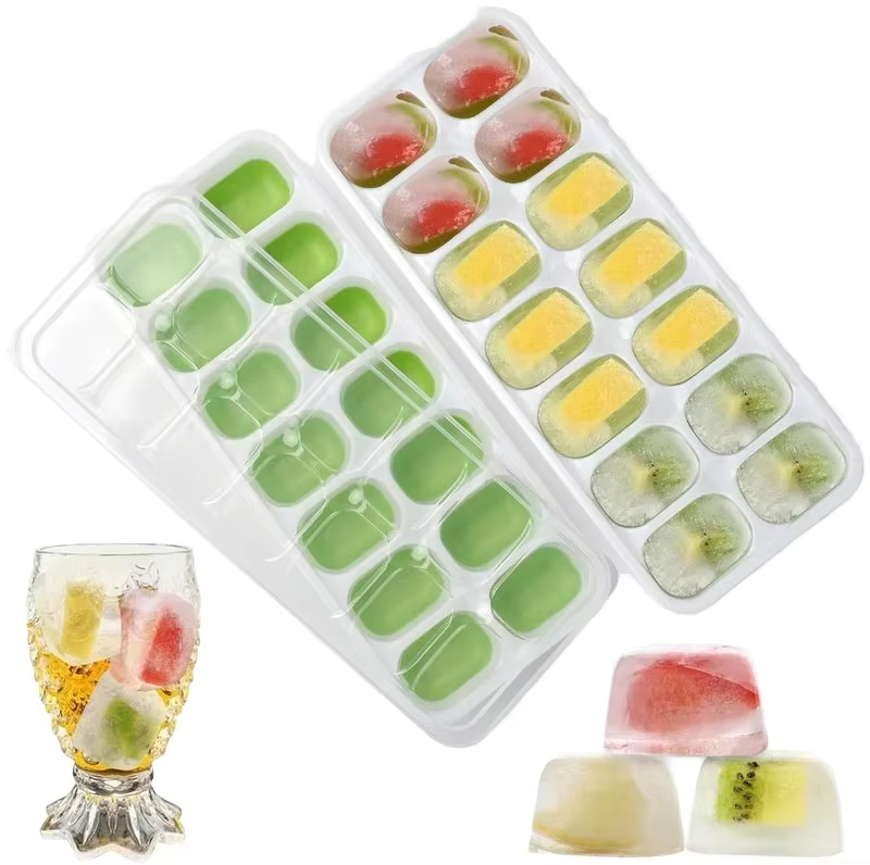 Easy Release Silicone 14-Hole Ice Cube Tray with Lids DIY Summer Drink Fruit Popsicle Mold Ice Maker Tools