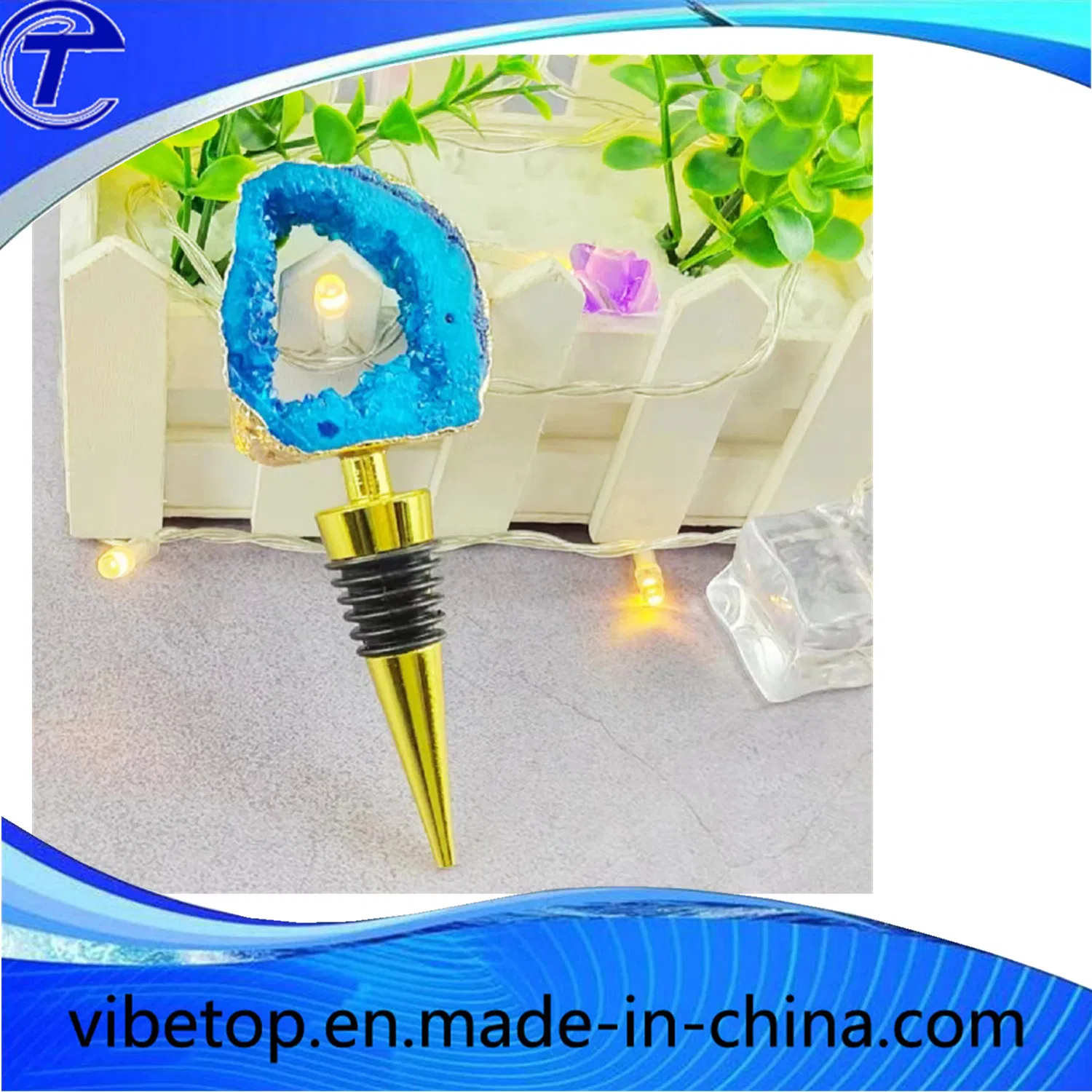 Customized Epoxy Logo Zinc Alloy Wine Stopper