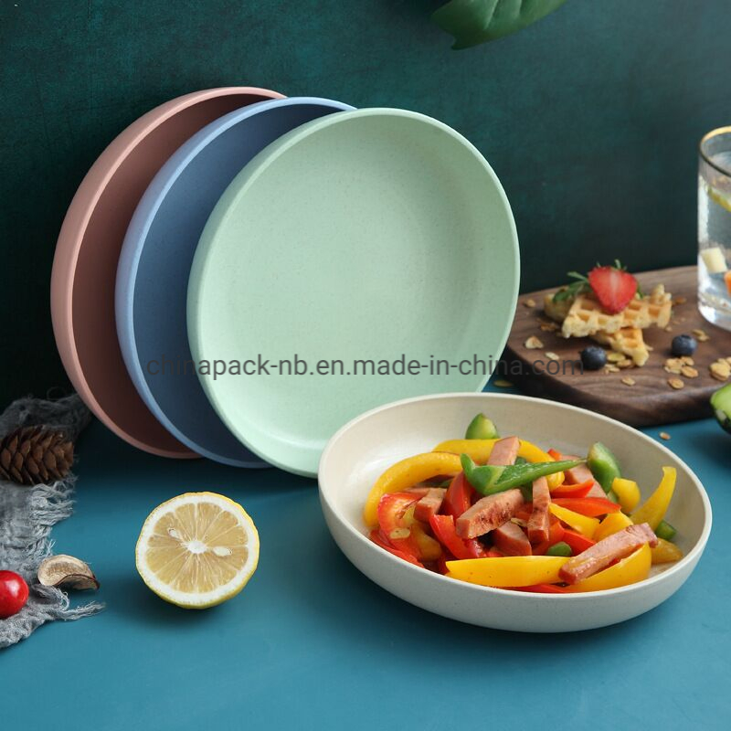 Biodegradable Bamboo Dishes Set Melamine Bamboo Fiber Kids Custom Dinner Plate