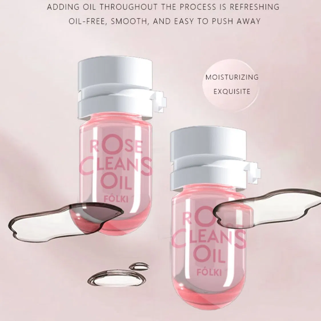 Refreshing and Gentle Cleansing Rose Makeup Remover Deep Cleansing Oil for Face Makeup Cleansing 3-in-1 Rose Herbal Makeup Removing Oil