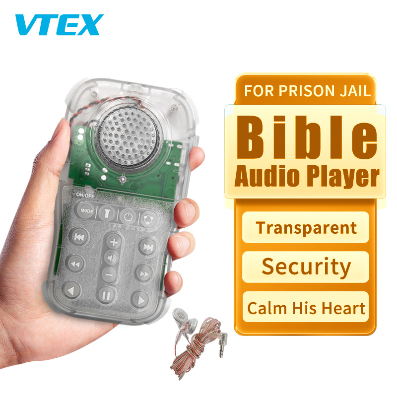 Prison Jail Inmate Use Safe Security Transparent Case See Through 4GB 8GB 16GB Memory Mini FM Radio Quran MP3 Audio Bible Player