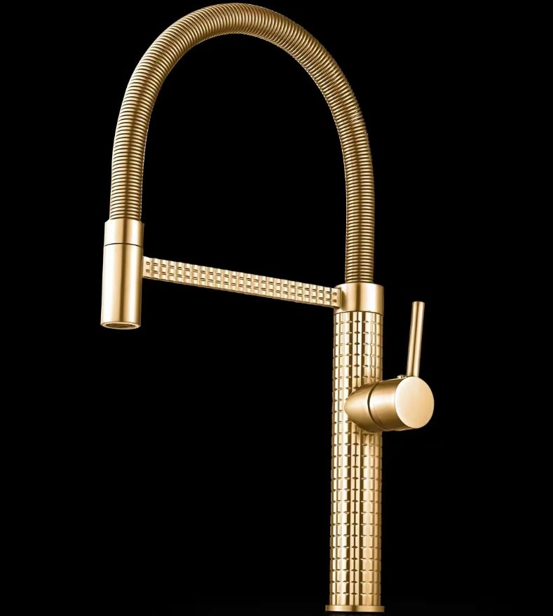Смеситель для кухни Luxe Gold, выдвижной, латунь