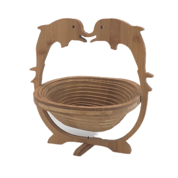 Elephant Shape Bamboo Wooden Snack Storage Box Fruit Basket for Kitchen
