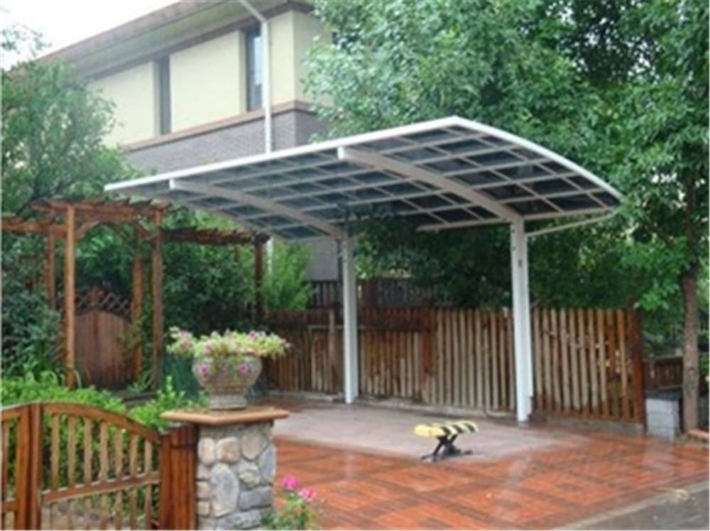 Heavy Snow Resistant Roof Aluminum Polycarbonate Canopy Carport with Galvanized Base