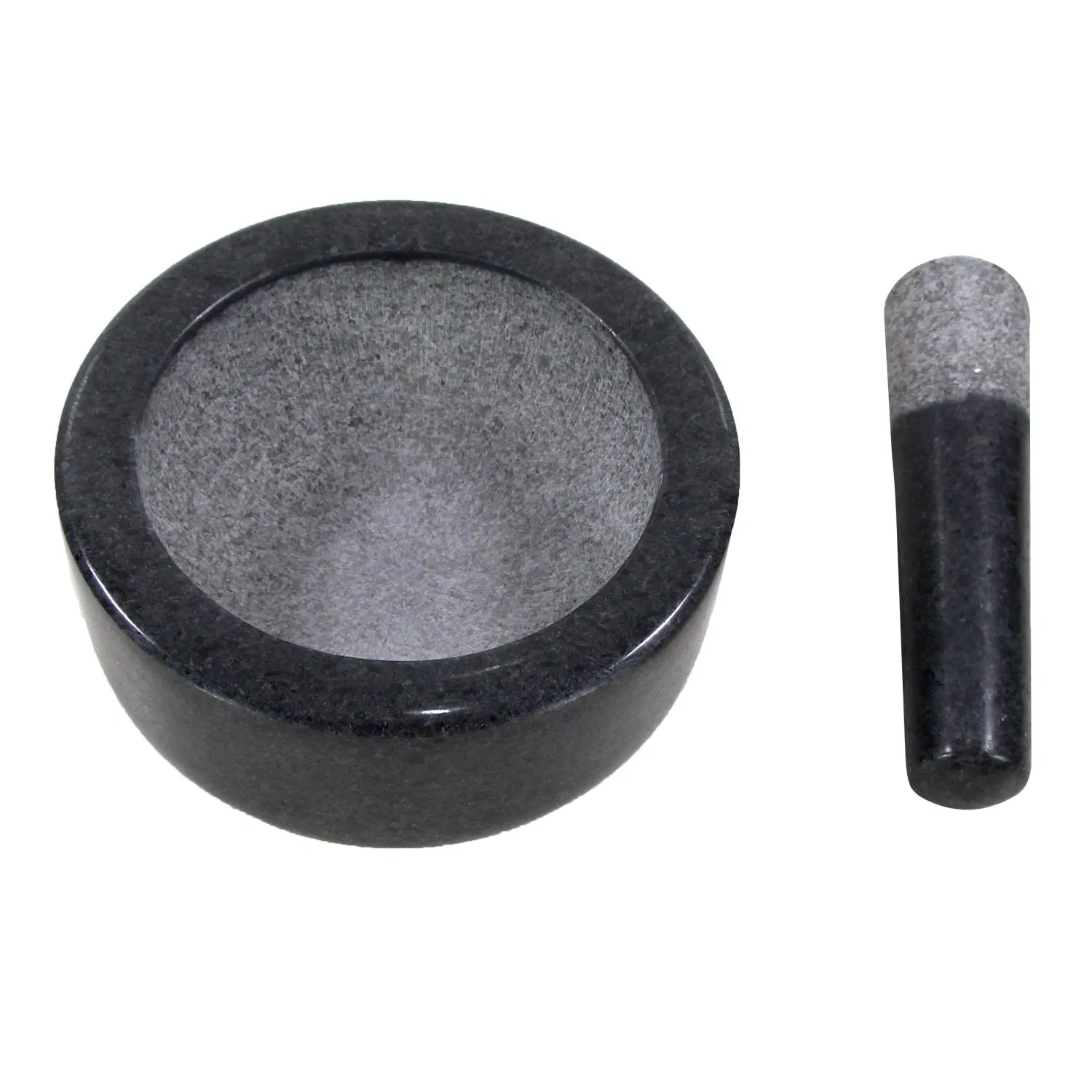 Stone Mortars and Pestles 15X8cm Cookwin Factory Price Polished Mortar with Granite Flail Dark Solid Granite Mortar with Pestle