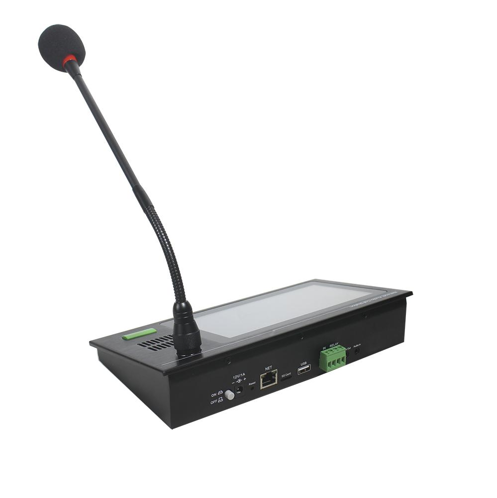 SIP PA System Control Station with 7 Inch Touch Screen, Paging and Intercom Function