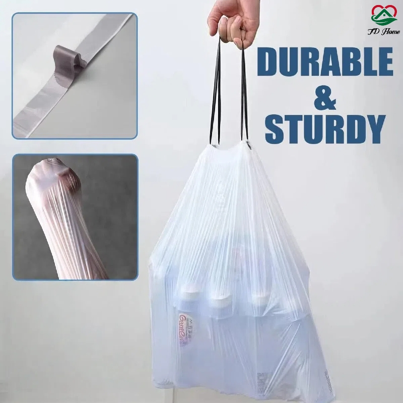 80PCS 0.01mm 40X50cm Polythene Drawstring Trash Bags Recyclable Waste Bags Garbage Bags for Kitchen