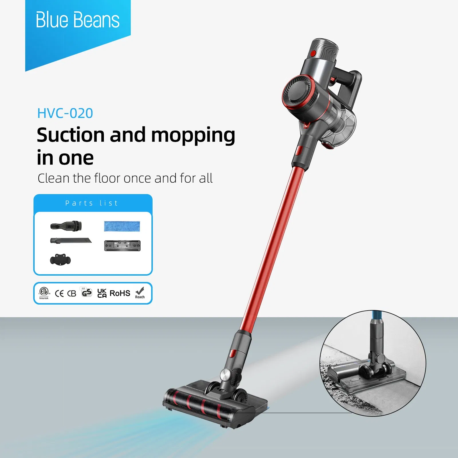 LED Display Cordless Stick Vacuum Cleaner for Home Use
