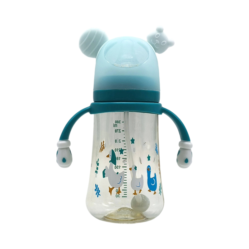 Newborn Anti-Colic Wide Neck Cartoon Food Grade BPA Free Plastic Baby Bottle