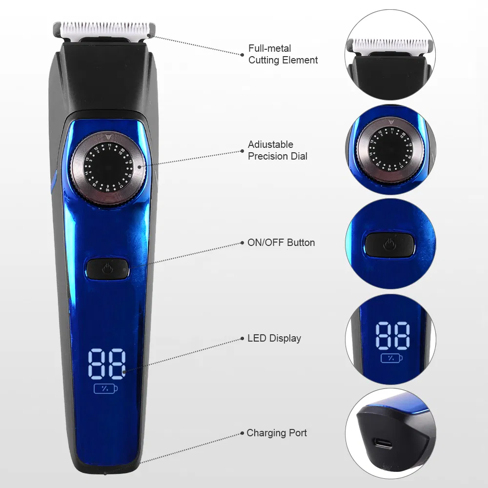 Electric USB Rechargeable Cordless Hair Clipper with Rotary Knob